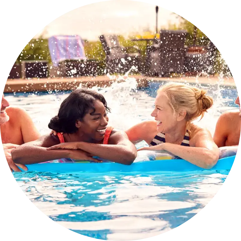 Girls having fun at the pool